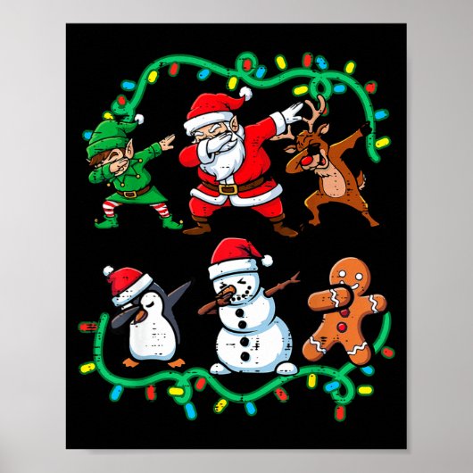 Christmas Santa Elf Reindeer Dab Xmas Dance Boys G Poster (Voorkant)