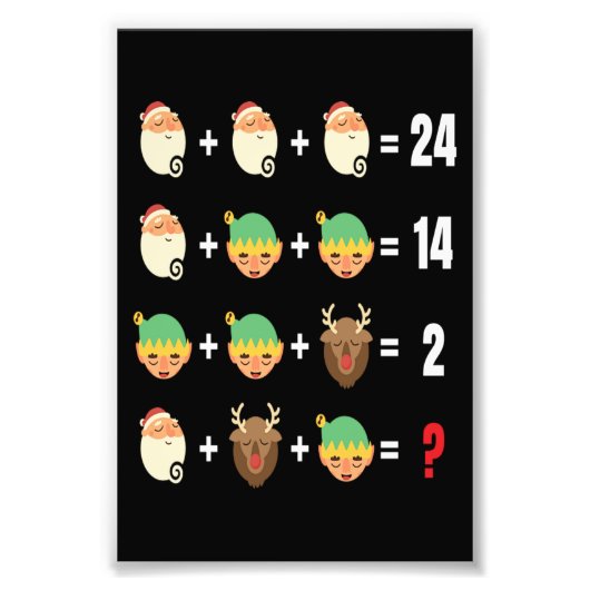 Christmas Santa Elf Snowman Math Teacher Funny Gif Foto Afdruk (Voorkant)