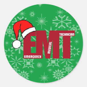 CHRISTMAS Santa EMT EMERGENCY MEDICAL TECHNICIAN Ronde Sticker