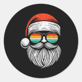 Christmas Santa Face Retro Sungles Xmas Men Women  Ronde Sticker (Voorkant)