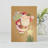 Christmas Santa Fairy Blank Flat Feestdagenkaart (Staand voorkant)