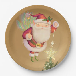 Christmas Santa Fairy Gold Paper Bord