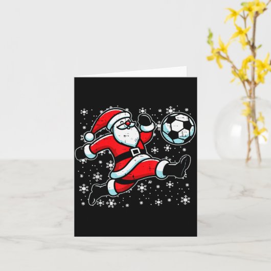 Christmas Santa Football Kick Xmas Soccer Men Boys Kaart (Gele Bloem)
