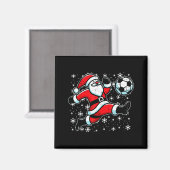 Christmas Santa Football Kick Xmas Soccer Men Boys Magneet (Voorkant / Achterkant)