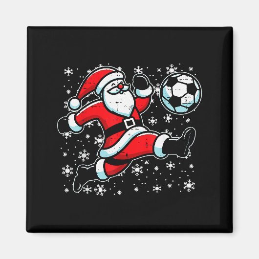 Christmas Santa Football Kick Xmas Soccer Men Boys Magneet (Voorkant)