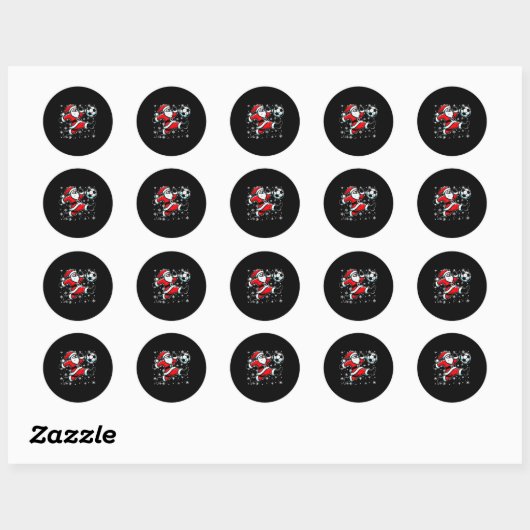 Christmas Santa Football Kick Xmas Soccer Men Boys Ronde Sticker (Vel)