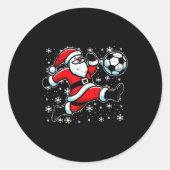 Christmas Santa Football Kick Xmas Soccer Men Boys Ronde Sticker (Voorkant)