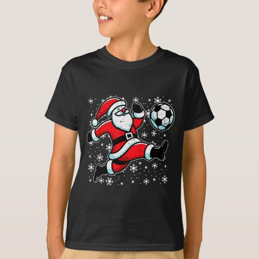 Christmas Santa Football Kick Xmas Soccer Men Boys T-shirt (Voorkant)