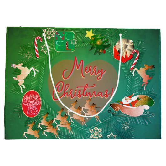 Christmas Santa Gift Bag Groot Cadeauzakje (Achterkant)