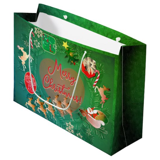 Christmas Santa Gift Bag Groot Cadeauzakje (Voorkant Gekanteld)