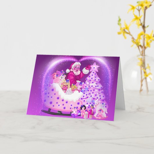 Christmas Santa Gift Giver Greeting Card Kaart (Gele Bloem)