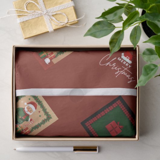 Christmas Santa & Gift Pattern Tissue Paper Tissuepapier (Geschenk)