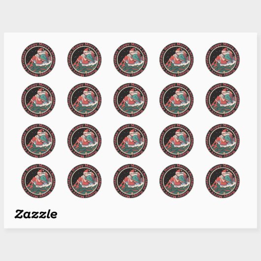 Christmas Santa Girl Ronde Sticker (Vel)