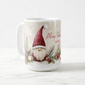 Christmas Santa Gnomes, Pine, Berries | Koffiemok (Voorkant links)