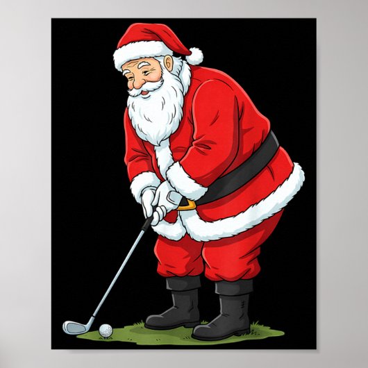 Christmas Santa Golf Golfer Xmas Funny Christmas G Poster (Voorkant)