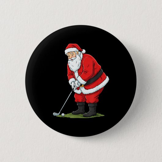 Christmas Santa Golf Golfer Xmas Funny Christmas G Ronde Button 5,7 Cm (Voorkant)