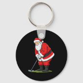 Christmas Santa Golf Golfer Xmas Funny Christmas G Sleutelhanger (Voorkant)
