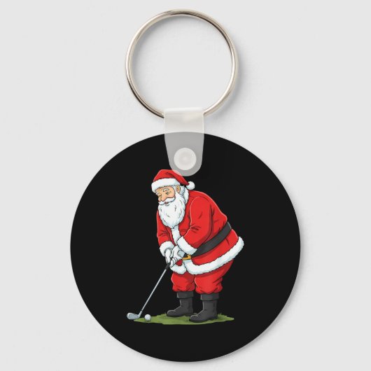 Christmas Santa Golf Golfer Xmas Funny Christmas G Sleutelhanger (Voorkant)