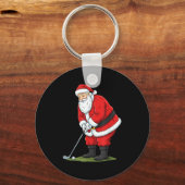 Christmas Santa Golf Golfer Xmas Funny Christmas G Sleutelhanger (Voorkant)