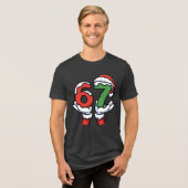 Christmas Santa Hand 67 6 7 Tri-Blend Shirt (Voorkant volledig)