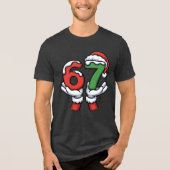 Christmas Santa Hand 67 6 7  Tri-Blend Shirt (Voorkant)