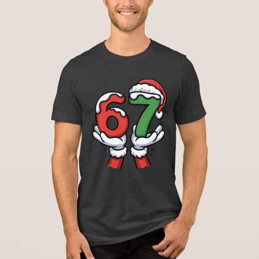 Christmas Santa Hand 67 6 7 Tri-Blend Shirt (Voorkant)