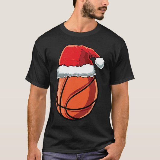 Christmas Santa Hat Basketball Player Funny Boys X T-shirt (Voorkant)