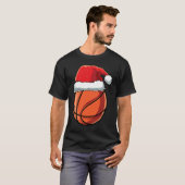 Christmas Santa Hat Basketball Player Funny Boys X T-shirt (Voorkant volledig)