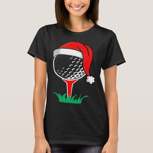 Christmas  santa hat golf ball  golfing gag t-shirt (Voorkant)