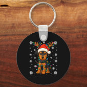 Christmas Santa Hat Reindeer Airedale Terrier Love Sleutelhanger (Voorkant)