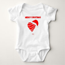 Christmas Santa Heart Baby Jersey Bodysuit