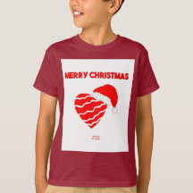 Christmas Santa Heart Boys Maroon Basic T-Shirt