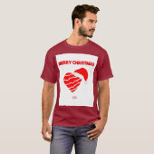 Christmas Santa Heart Mannen Maroon Basic T Shirt (Voorkant volledig)