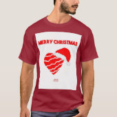 Christmas Santa Heart Mannen Maroon Basic T Shirt (Voorkant)