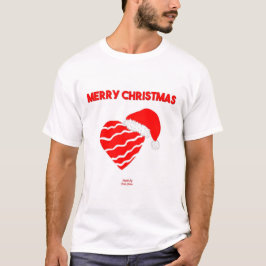 Christmas Santa Heart Mannen wit basic T Shirt