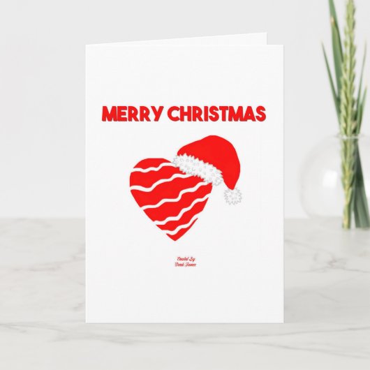 Christmas Santa Heart Verticaal Wenskaart Feestdagen Kaart (Voorkant)