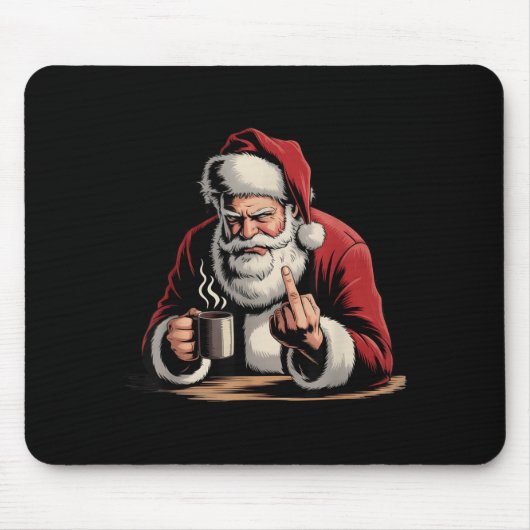 Christmas Santa Middle Finger Sarcastic Xmas Funny Muismat (Voorkant)