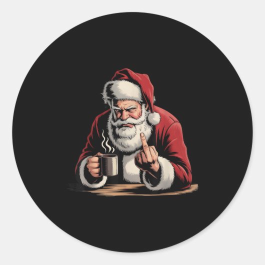 Christmas Santa Middle Finger Sarcastic Xmas Funny Ronde Sticker (Voorkant)