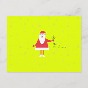Christmas Santa Modern Flat Custom Color EDITABLE Feestdagenkaart