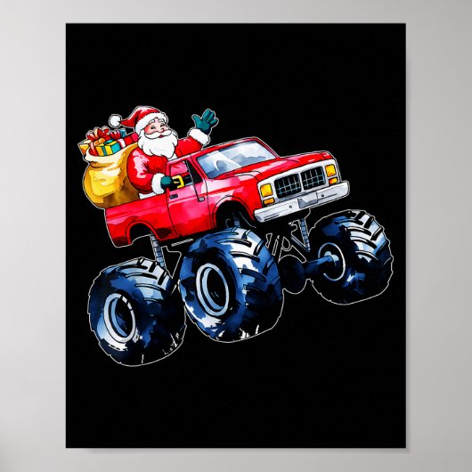 Christmas Santa Monster Truck Xmas Boys Kids Toddl Poster (Voorkant)