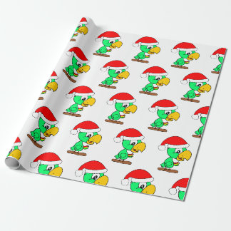Christmas Santa Parrot Bird Animal Wrapping Paper Cadeaupapier