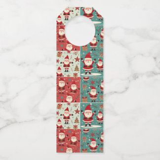 Christmas Santa Pattern Bottle Labels