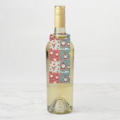 Christmas Santa Pattern Bottle Labels (Op fles)