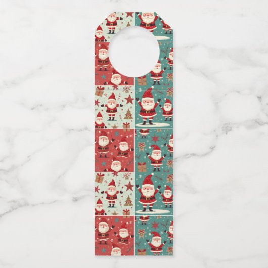 Christmas Santa Pattern Bottle Labels (Achterkant)