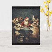 Christmas Santa Playing Cards Dogs Playing Poker Kaart (Gele Bloem)