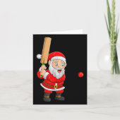 Christmas Santa Playing Cricket Xmas Funny Srts Pl Kaart (Voorkant)