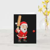 Christmas Santa Playing Cricket Xmas Funny Srts Pl Kaart (Gele Bloem)