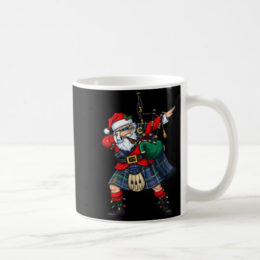Christmas Santa Playing Scottish Bagpes Funny Holi Koffiemok (Rechts)