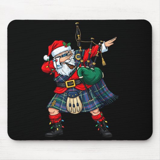 Christmas Santa Playing Scottish Bagpes Funny Holi Muismat (Voorkant)