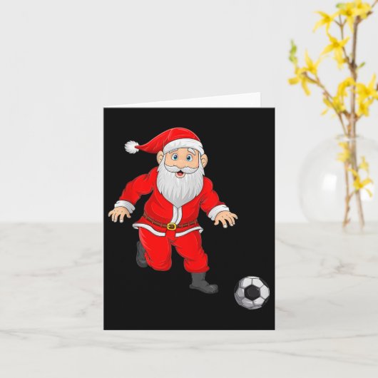 Christmas Santa Playing Soccer Football Xmas Srts  Kaart (Gele Bloem)